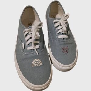 Blue Canvas Sneakers with Embroidery